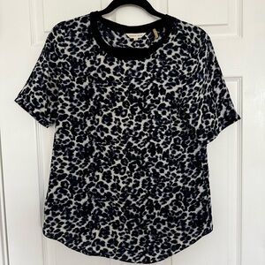 Rebecca Taylor Lynx Print Crepe de Chine Tee